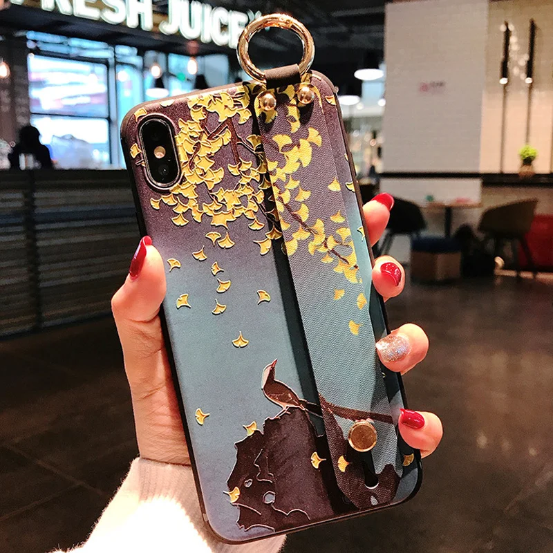 3D Flower Emboss Case For Samsung A30 A40 A50 A60 A70 A750 M20 Case Wristband support Soft TPU Anti-fall protective case Capa - Цвет: Style 11