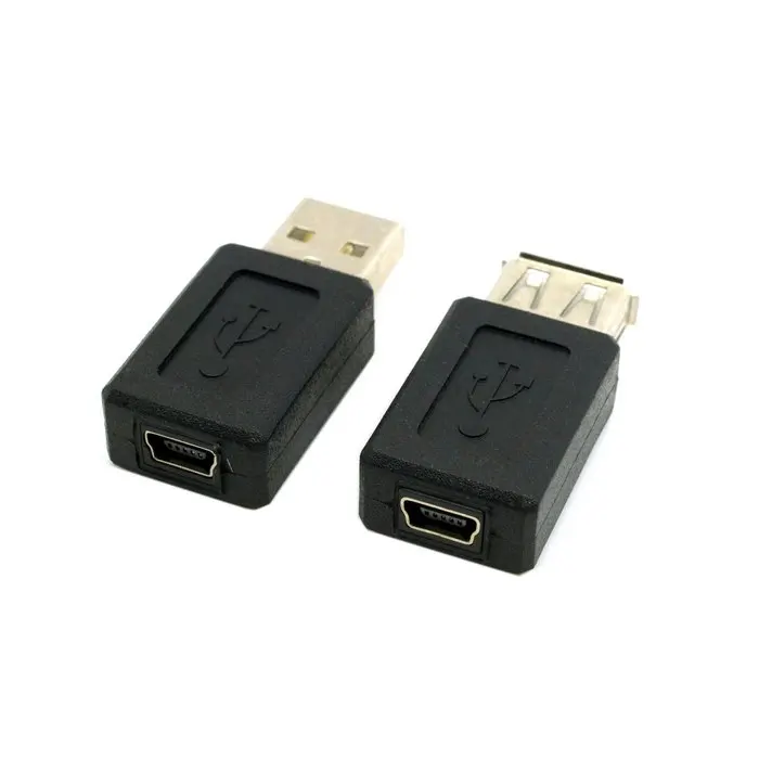 

2pcs USB 2.0 A Type Male to Mini USB 5pin Female & USB Female to 5pin Female Extension Adapter adaptor Black