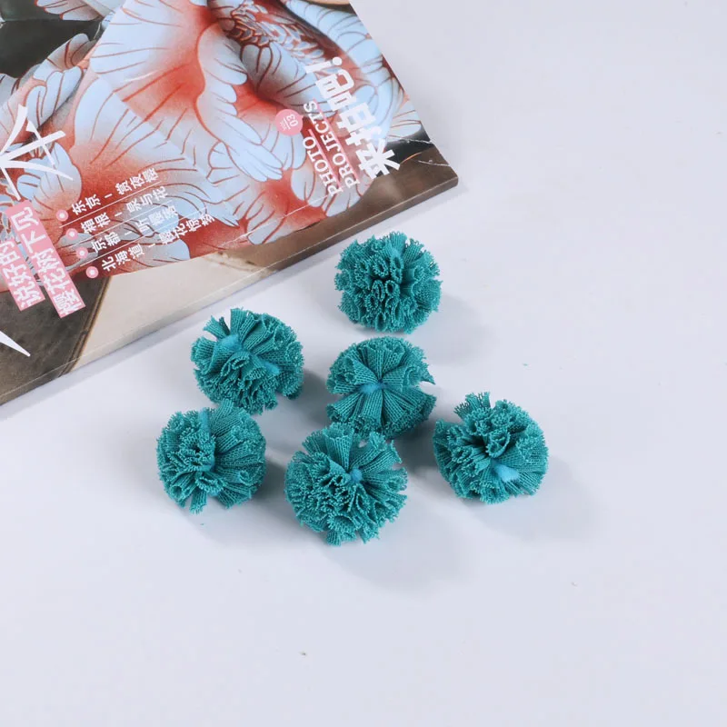 30PC/Pack Colorful Lace Net Yarn Flower Trim Balls DIY Clothing Bag Shoes Craft Supplies Children Handmade Decorative Pompones - Цвет: 26 Turquoise