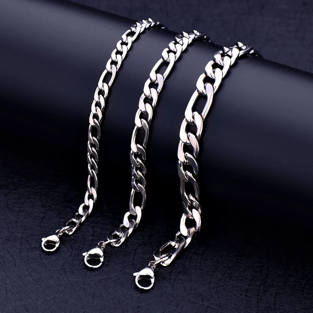 

Hot Sale Stainless Steel NK 3:1 6MM 8MM 10MM Fegalo Chain Bracelet Length 20CM Fashion Men's Jewelry Christmas Gift