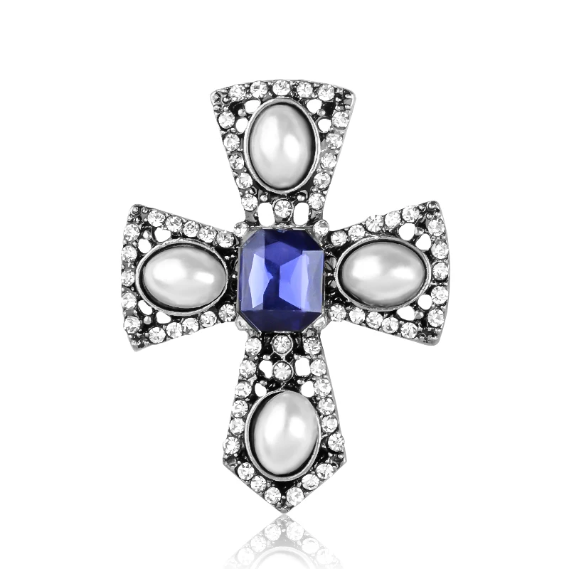 H:HYDE Jewelry винтажные Броши с имитацией жемчуга и крестом на лацкан жемчужные