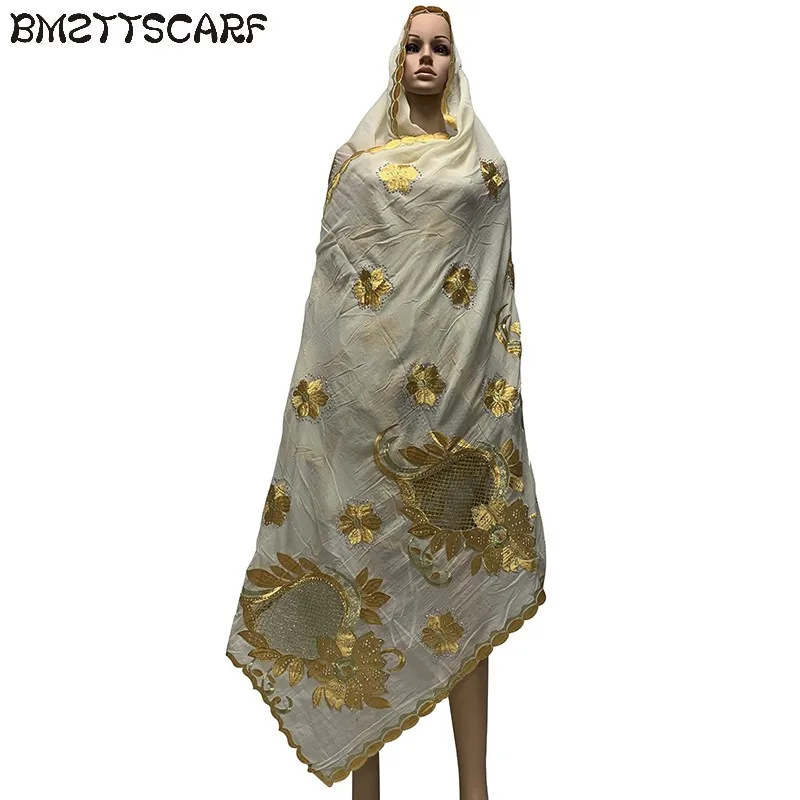 Latest African Cotton Scarfs Muslim Pray Shalws Hollow-carved Design on the Bottom High Quality Scarf BM793