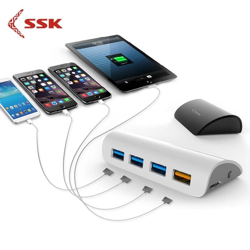 SSK четыре порта USB3.0 концентратор перезаряжаемый деконцентратор компьютерный удлинитель конвертер 800