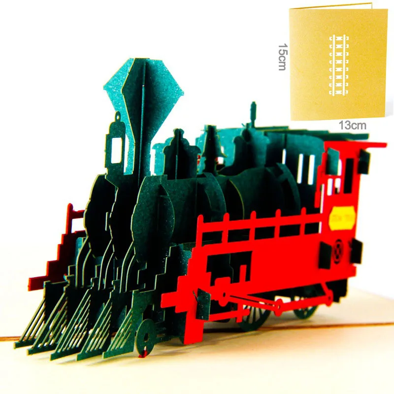 3D лазерная вырезка своими руками милый ретро Поезд Локомотив бумажные приглашения Поздравительные открытки Почтовая открытка День рождения подарок на День Благодарения