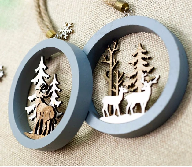 

Santa Claus Deer New Year Natural Wood Christmas Tree Ornaments Pendant Hanging Gifts Xmas Decor for Home Party Decorations 2020