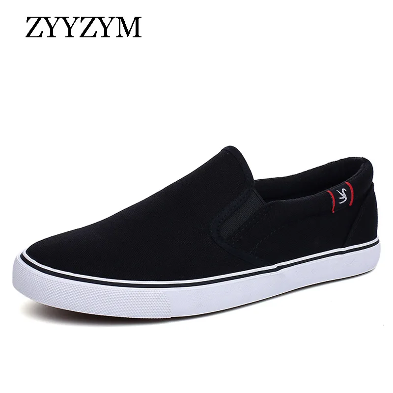 

ZYYZYM Shoes Men Canvas Shoes Spring Summer Slip On Style Breathable Fashion Sneakers light Youth Men Vulcanized Shoes Black