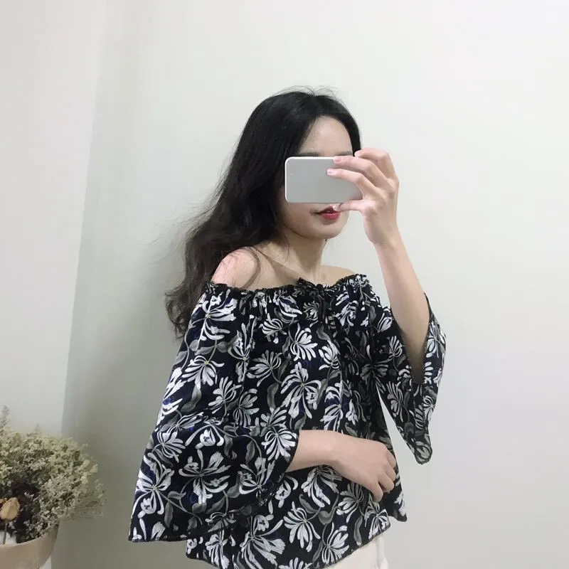 Blusas Verano 2019 Moda Gasa Cuello Impresión Tops De Mujeres Blusa Con Mujer Floral Las Femenina Camisa YpBwqnxgx0