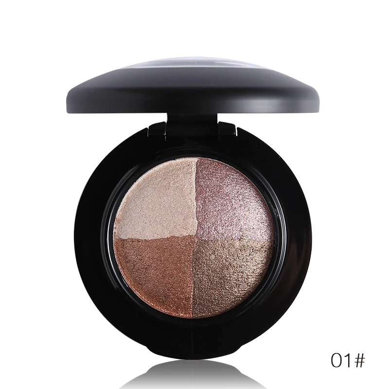 

4 Warm Color Makeup Baked Eye Shadow Palette Matte Eyeshadow Pallete Set Shining Shimmer Powder Silky Pigments