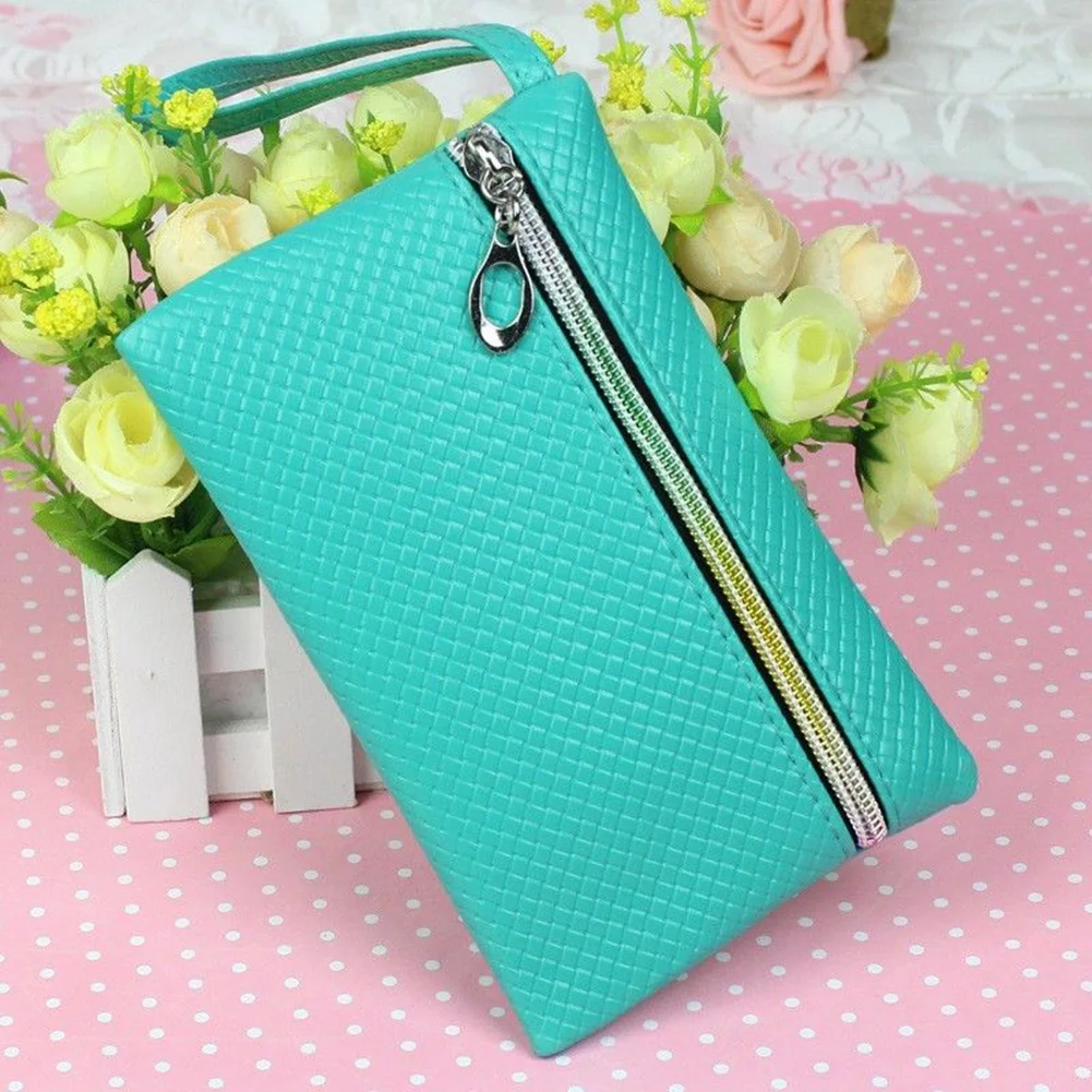 

Women Men's Long Wallet Coin Purses Solid Zipper PU Leather Small Phone Change Bag Card Holder Male Clutch Slim Wallet Carteira