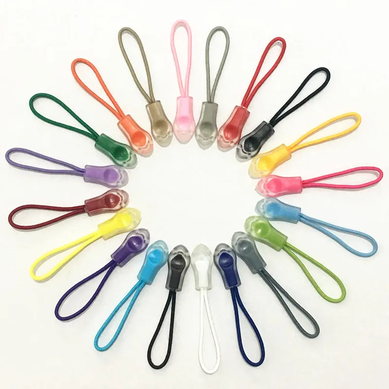 

60pcs Transparent concave shape Nylon Cord Zipper Pulls Fits/Zipper Fixer with Non-slip Gripper 20 color