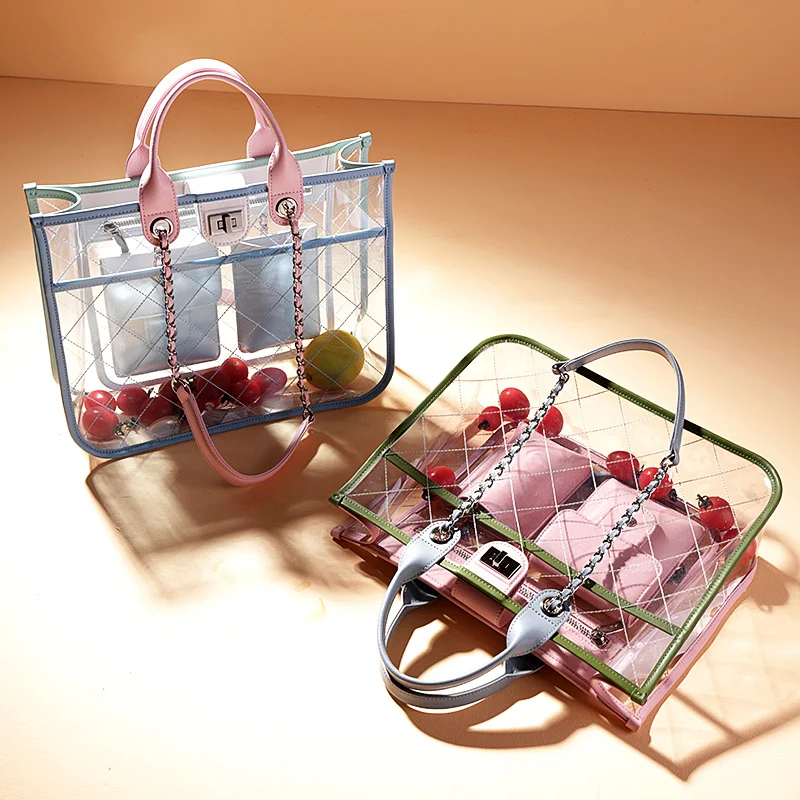 

La Festin Women Fashion Transparent Bag Casual Clear Transparent Jelly Bag Handbag Female reusable shopping bag