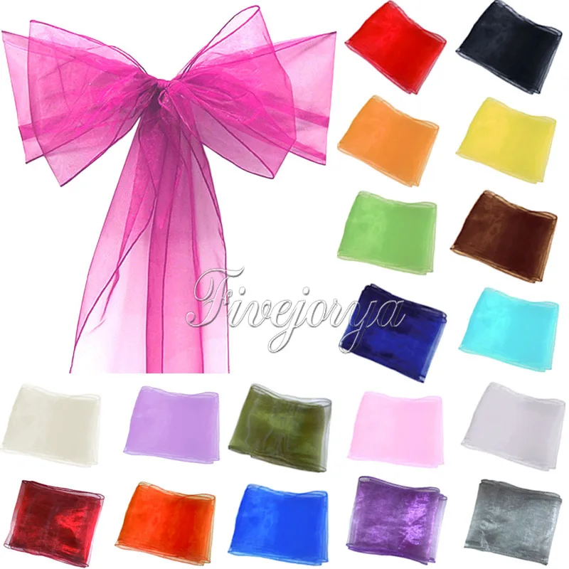 1 Organza Chair Sash Bow For Cover Banquet Wedding Party Event Xmas Decoration Supply Free Shipping