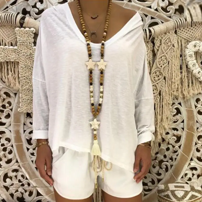 

CHAMSGEND Womens Fashion Shantou Print Shirt Long Sleeve Blouse Hooded Sweatshirt drop shippping B730