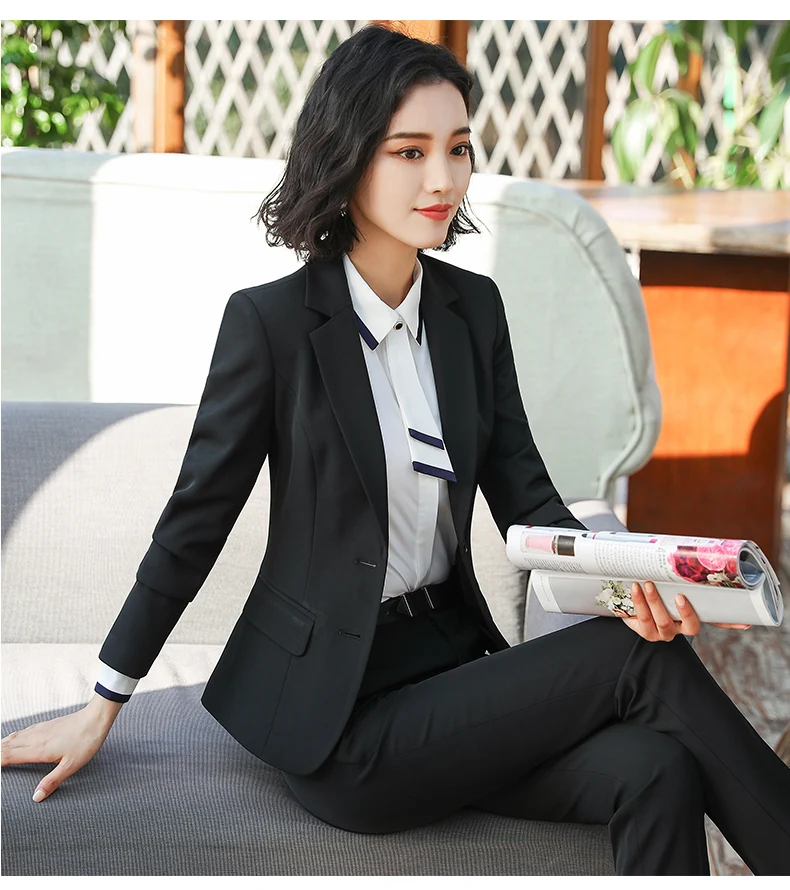 Women Formal Suit Office Lady Work Pant Suits Female Business Blazer Set 2  Piece Jacket Pants Black Trosuers Large Size 4XL XXXL - AliExpress