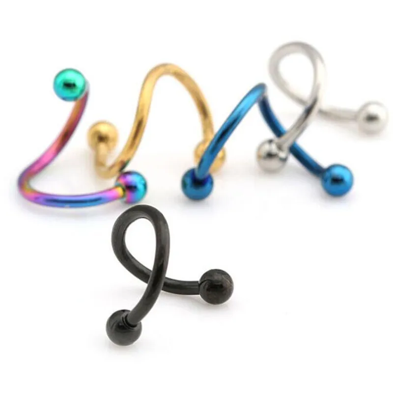 

4 pcs/lot Women Twist Nose Lip Chic Stud Eyebrow Cartilage Ring Earring Piercing Jewelry