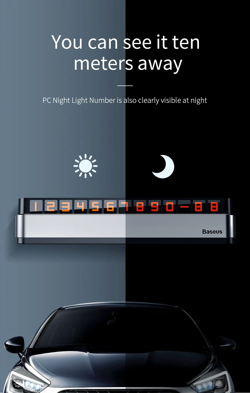Baseus Автомобильная карточка с телефоном для временной парковки держатель телефона номер карты светящийся телефонный номер панель для парковки автомобиля-аксессуары для укладки