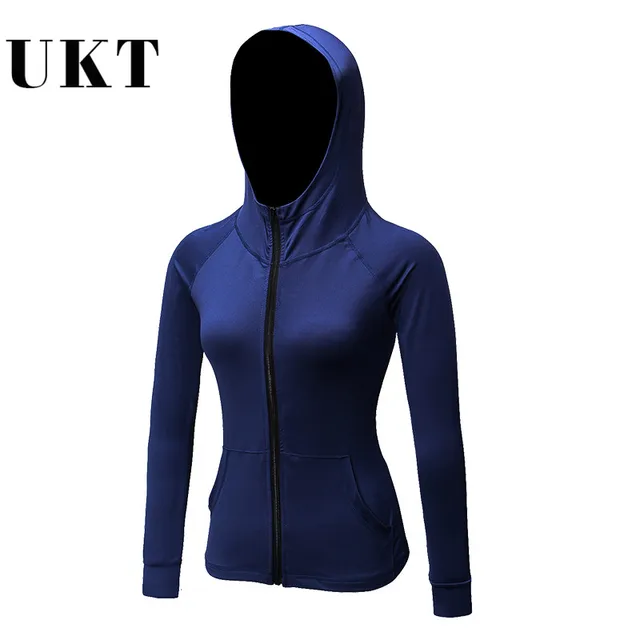 Breathable Quick Dry Hooded Running Jacket Women Long Sleeve Sweatshirt Yoga Sport Jackets Woman