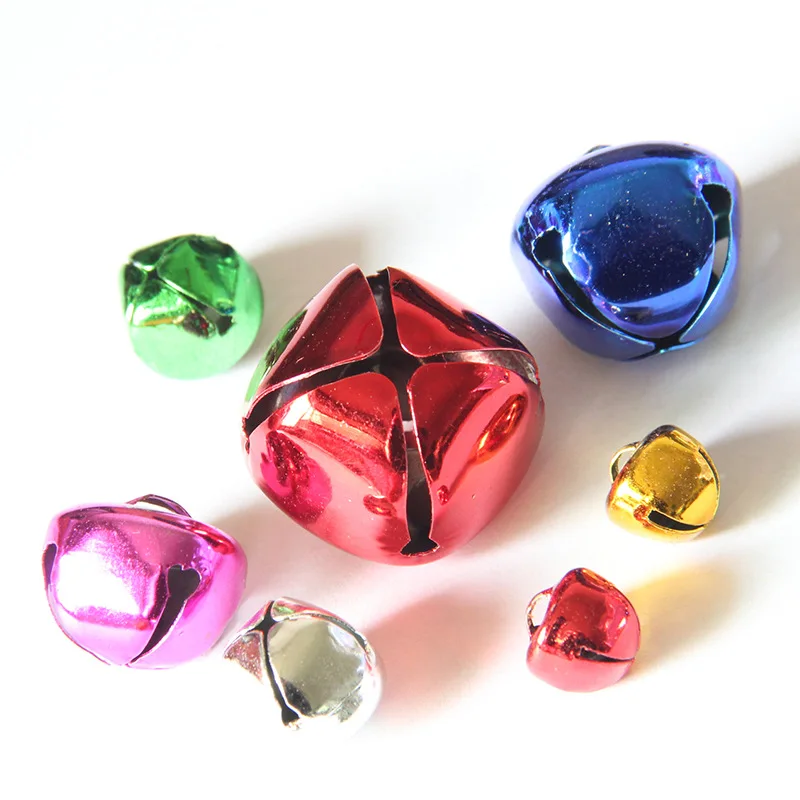 cheap DoreenBeads 5PCs Random Color Cross Open Iron Bell Christmas Pets Collar Bell Charm Pendants 12mm 15mm 20mm 25mm 30mm