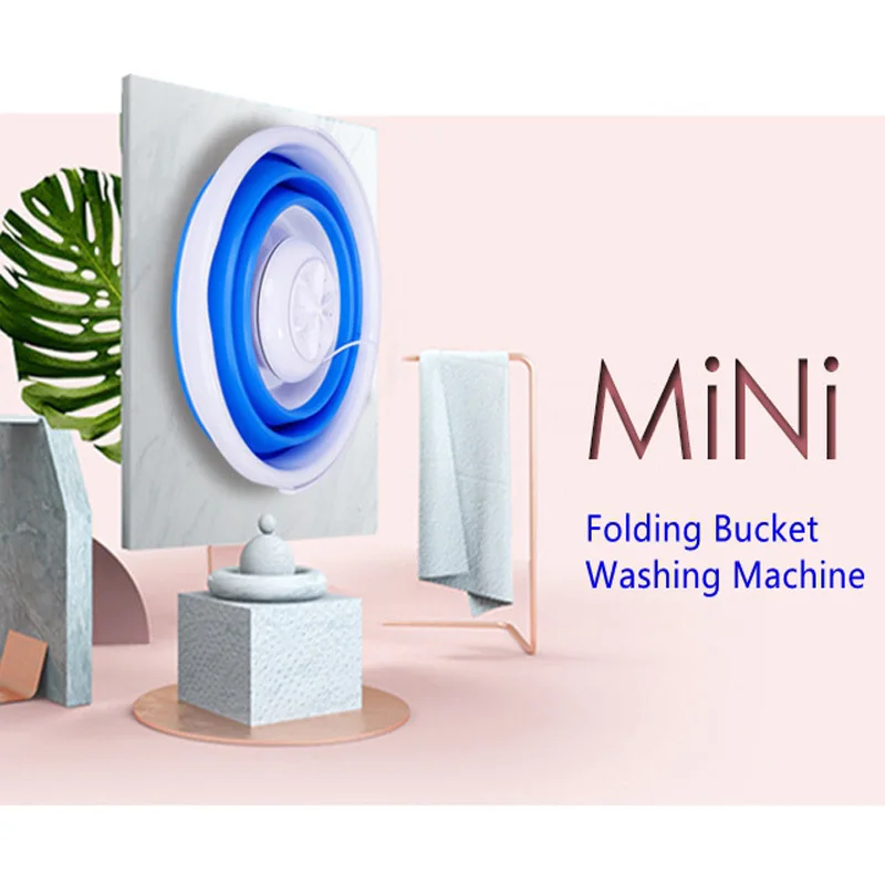 Mini Folding bucket Washing Machine Portable Ultrasonic Turbine Washer