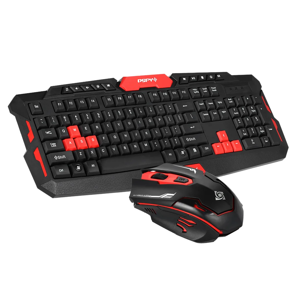 

2.4GHz Wireless USB Receiver Keyboard Gaming Keyboard Mouse Combo 19 Keys Anti-ghosting Adjustable DPI Mouse Adapter Mouse