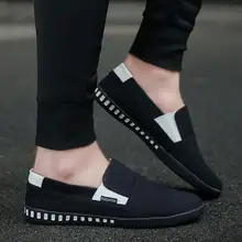 Мужские лоферы без шнуровки; сезон весна-лето; удобные эспадрильи из дышащего хлопка на плоской подошве; мужская легкая обувь для ходьбы