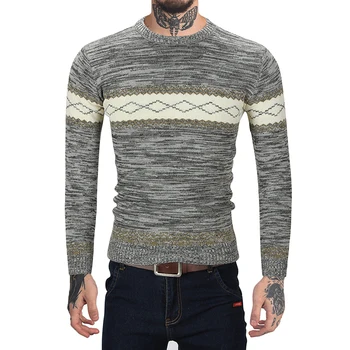 

Round Neck Long-sleeved Sweater Men's, Fashion Business Casual Men Sweaters Youth Slim Elegant Top, Size S-2XL