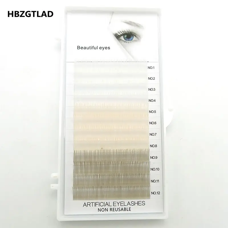 HBZGTLAD Новые Накладные Ресницы C/D curl 0,07/0,1 мм 8-15 мм белые+ бежевые+ серые ресницы индивидуальные цветные ресницы искусственные ресницы для наращивания