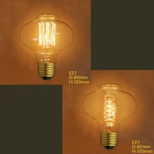 40 Вт D80 vintage edison bulb Вольфрам 220 V E27 ретро-лампы Эдисона