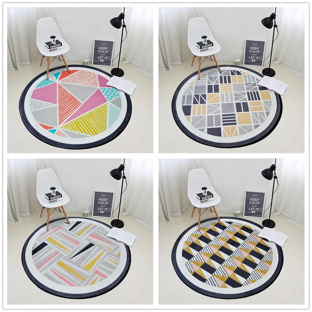 

Nordic Geometric Pattern Circular Carpet For Living Room Soft Velvet Children Bedroom Rugs And Carpet Computer Chair Area Rug