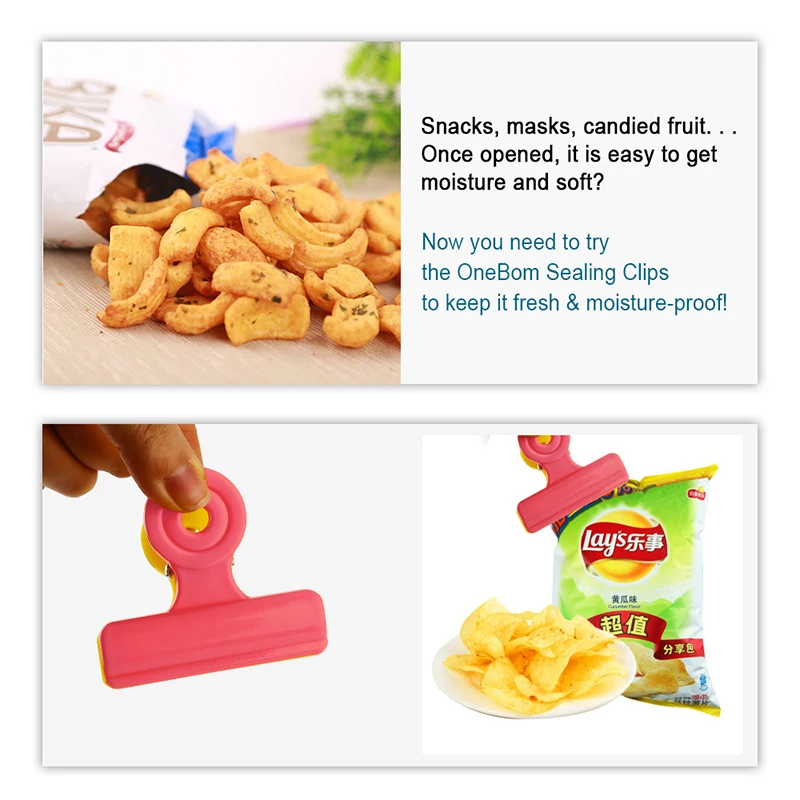 Bag Clips 8Pcs/lot Multifunction Fresh Food Photo File Assorted Colors Air Tight Seal Grip for Kitchen