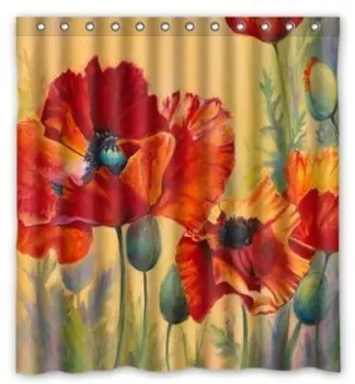 

Artsadd Red Poppy Passion Waterproof Fabric Shower Curtain 66"(w) x 72"(h)