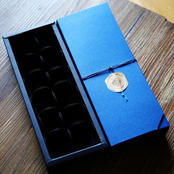 Синий шоколад Коробки шоколад Бумага коробка подарок ко Дню Святого Валентина Рождество День рождения поставки ювелирных изделий Подарочная упаковка 10 компл./лот - Цвет: 12grains of chocolat