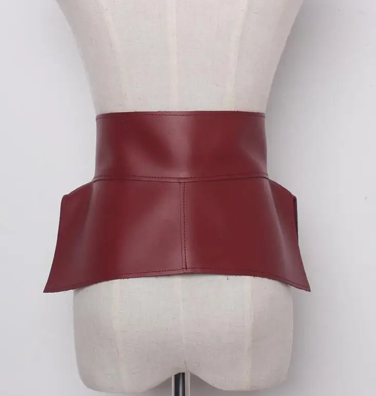 Женская взлетно посадочной полосы мода искусственная кожа широкие пояса женский корейской моды платье Корсеты пояс с пряжкой украшения
