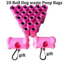 1Pack=20 Rolls Dog Waste Poop Bags Pet Doggie Waste Bags Carrier bags With  Bone Dispenser  Rainbow 6 Colors Pick Up Clean Bag
