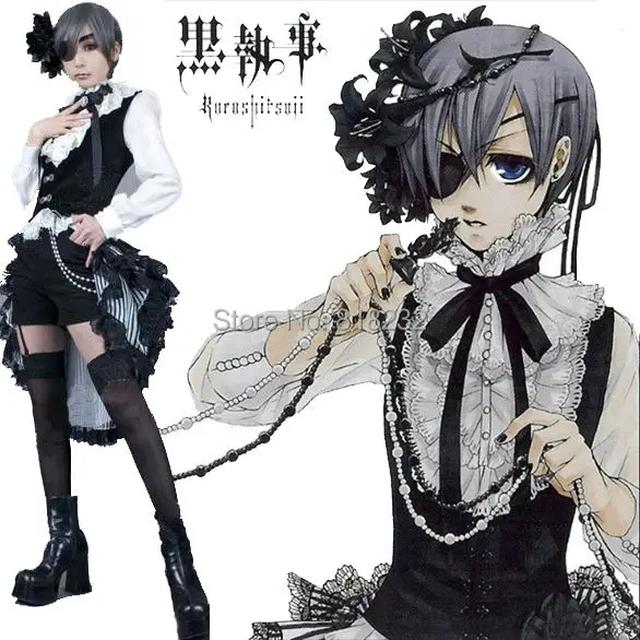 

Black Butler Kuroshitsuji Circus Ciel Uniform Outfit Cosplay Costumes Vest+Shirt+Pants+Blinder