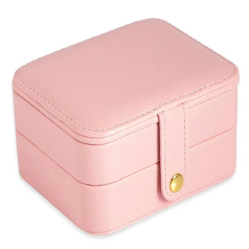 

Women's Mini Stud Earrings Rings Jewelry Box Useful Makeup Organizer Travel Portable Jewelry Box PU Leather Display Storage Case