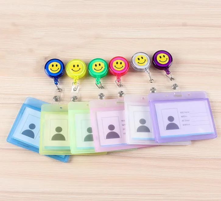 

Retractable Transparent Badge Holder Elastic Clip Ski Pass Badge Reel Card Case Name Tag Work dentity Badge with Badge Reel