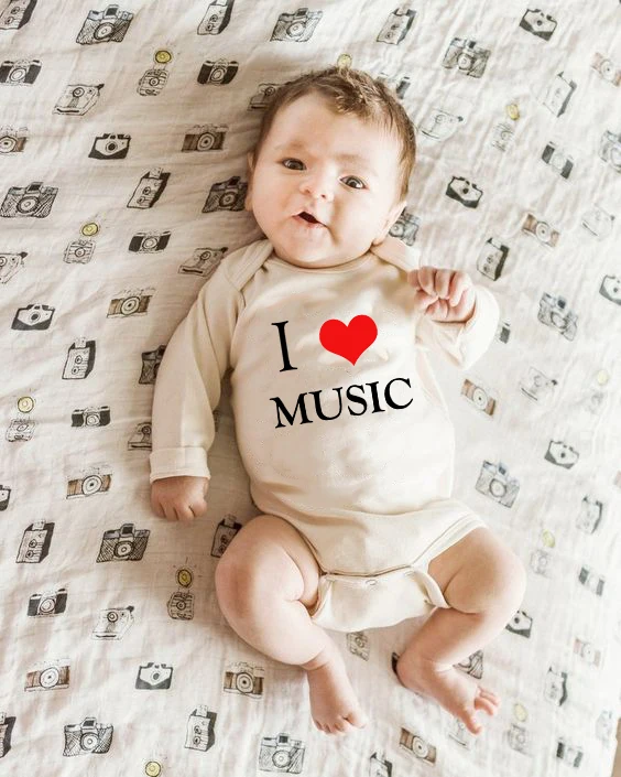

Baby Rompers I Love MUSIC Printed Baby Girls Boy Unisex Infantil Long Sleeve Roupas De Bebe Infant Girl Jumpsuit Onesie Clothes