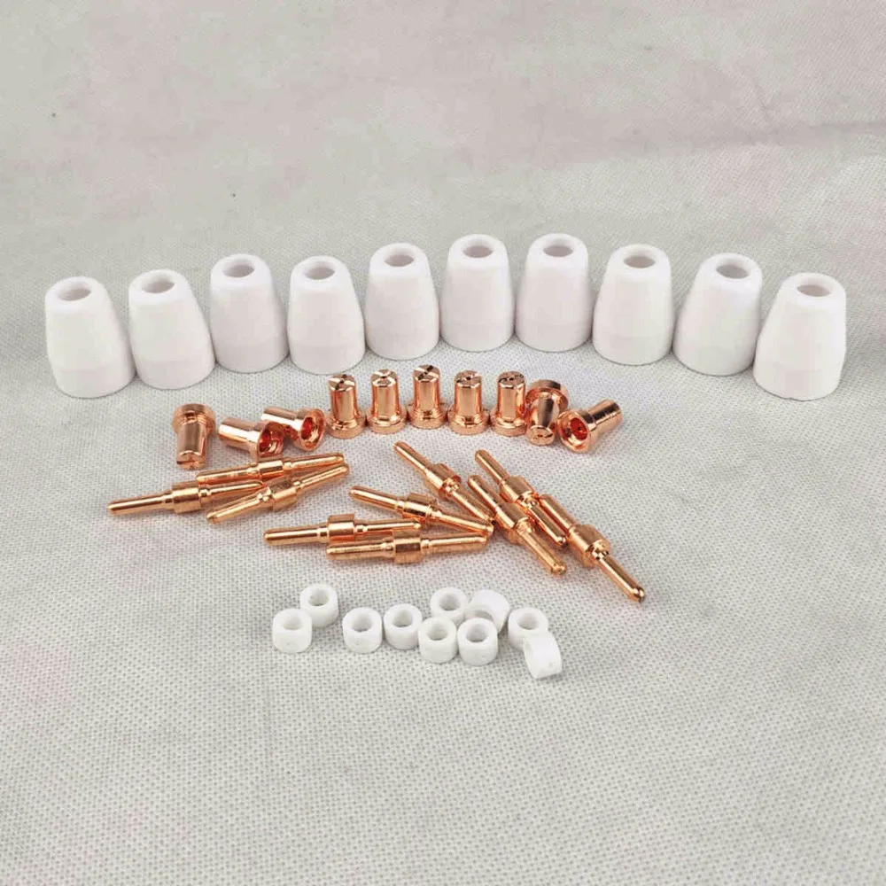 40pcs Plasma Cutting Torch Consumable Cutting Extended Long 40A PT31 Plasma Torch Shield Cup Swirl Baffle Tip Electrode Nozzle 40pcs Plasma Cutting Torch Consumable Cutting Extended Long 40A PT31 Plasma Torch Shield Cup Swirl Baffle Tip Electrode Nozzle