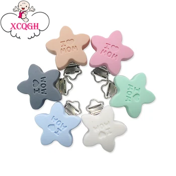 

XCQGH 1Pcs Unique I Love Mom Pattern Silicone Baby Pacifier Clips 6 Colors