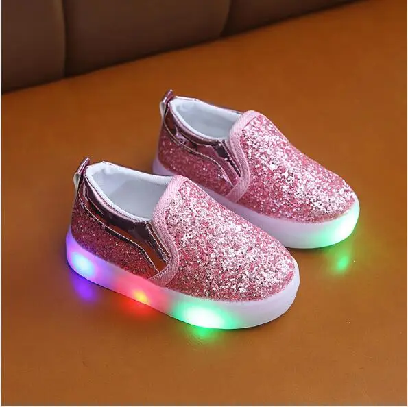 Популярная детская обувь с подсветкой для мальчиков и девочек, Спортивные Светящиеся кроссовки, Детские светящиеся кроссовки с блестками