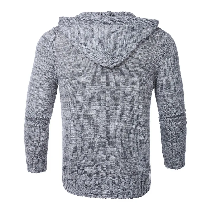 MJartoria Мужской осенне-зимний модный цветной облегающий теплый двубортный свитер с капюшоном