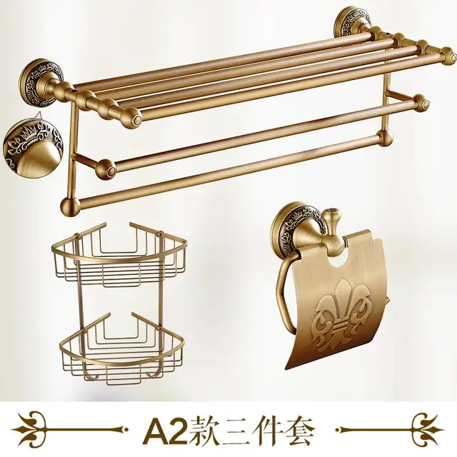 Antique Solid Brass Bronze Bathroom Accessories Set European Brushed