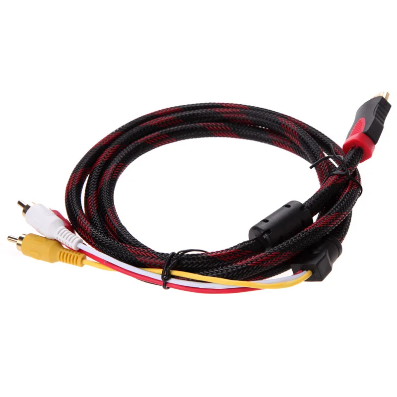 

Black 5Ft 1.5M HDMI To 3-RCA Video Audio AV Component Converter Adapter Cable For HDTV/high definition display
