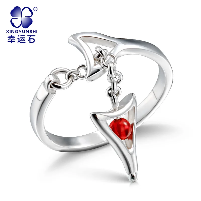 

The Legend of Qin anime ChiLian 925 sterling silver ring red agate comics cartoon