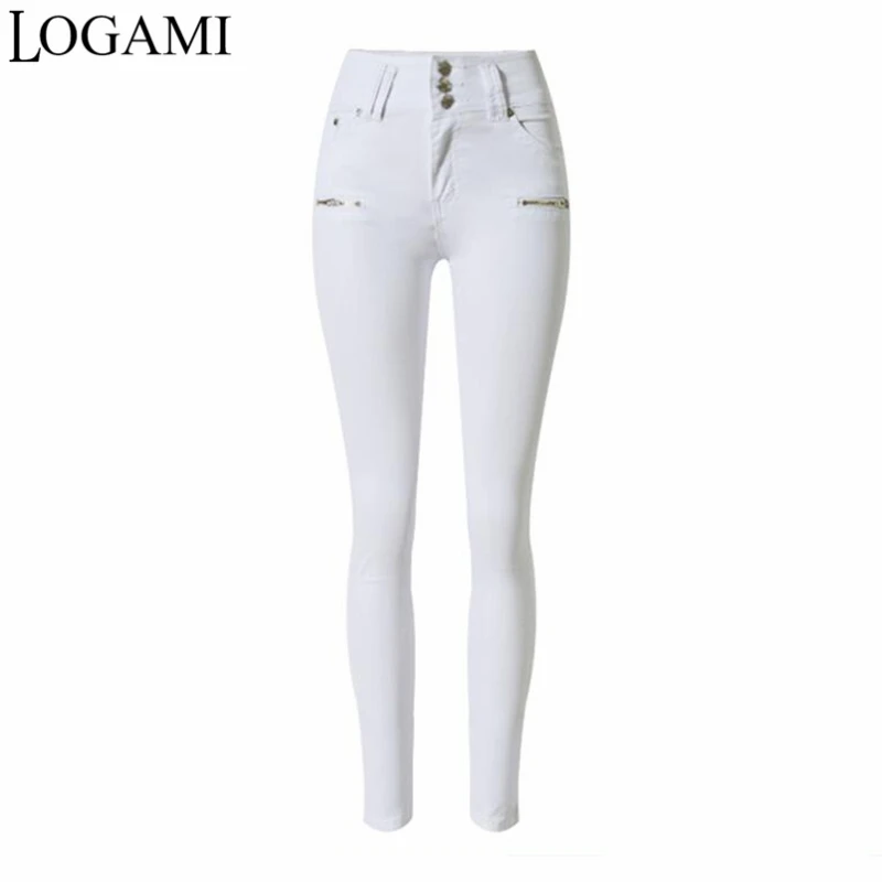 LOGAMI/белые узкие джинсы с высокой талией; женские узкие джинсы-карандаш Elatic для женщин