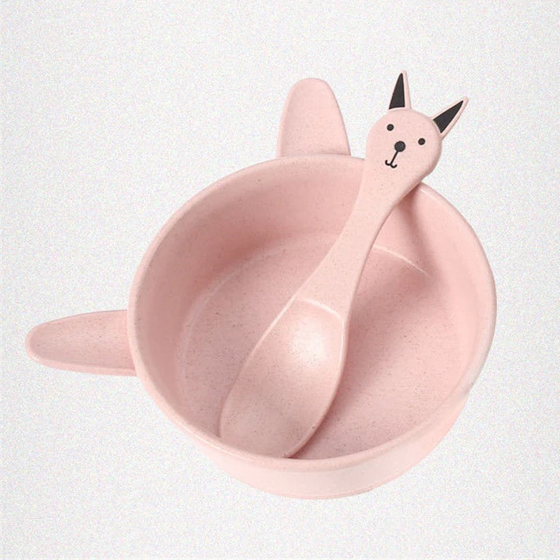 JX-LCLYL 4 Colors Baby Kids Eating Feeding Food Grade BPA Free Bowl Spoon Set