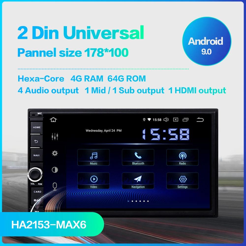Clearance Dasaita Android Universal Car 2 Din Radio 7" IPS Screen Android 9.0 Stereo Multimedia Navigation for Nissan Built-in DSP 1