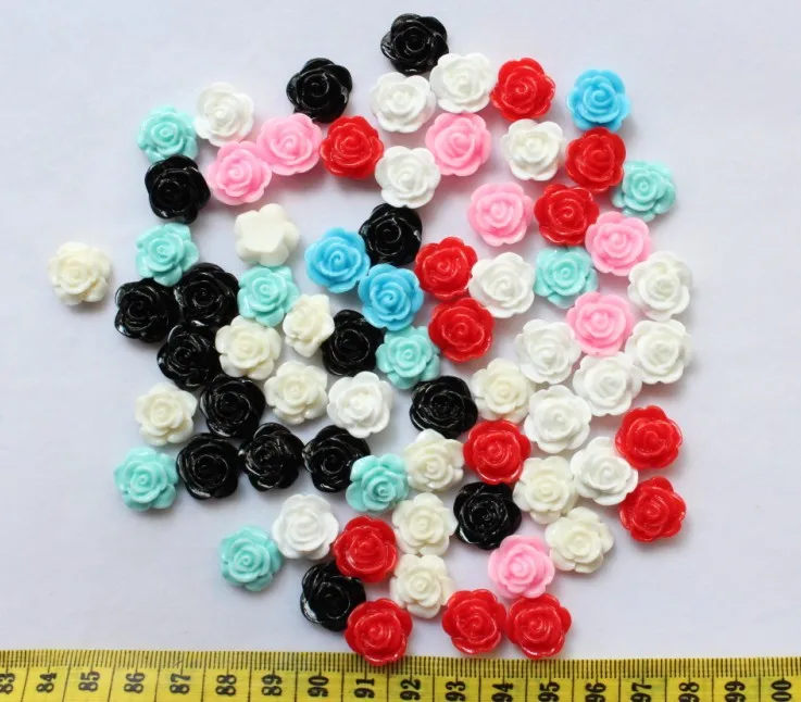 250pcs Resin Flower Multiple Designs Mixed Colors Resin Rose Flowers