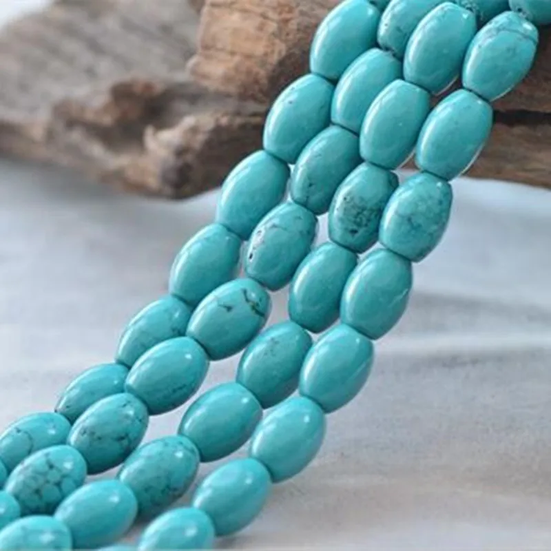 Joanlyn Natural Green Turquoise Beads 8x12mm Olive Shape 15 Inch Strand TQ53 | Украшения и аксессуары